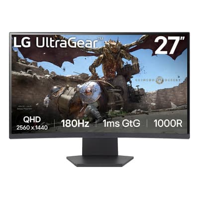 LG Ultragear 27gs60qc-b: Monitor Gaming Curvo Qhd De 27 (180hz, 1ms Gtg), Con Tecnología Freesync Negro