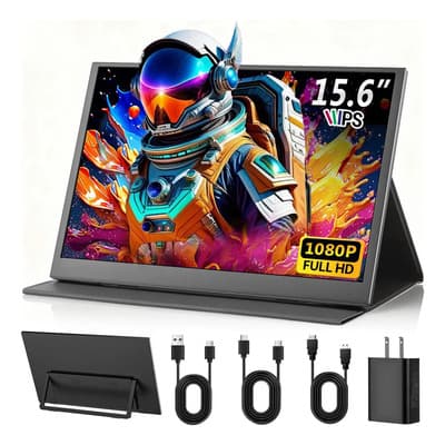Monitor Portátil 15.6 inch Pantalla Ips 1080p Hdr Monitores Hdmi, COYIVI®Monitor De Viaje Ultrafino USB-C con Soporte, Funda Inteligente y Altavoces Duales para Portátil, PC, Phone, Mac, Xbox y Switch