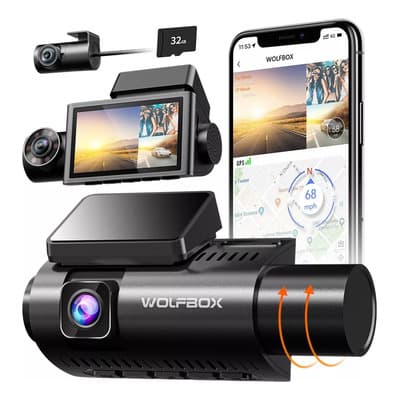 Wolfbox I07 4k Cámara Para Automóvil 3 Channel Dashcam Con Wifi Y Gps Con G-sensor Visión Nocturna Tarjeta De 32gb