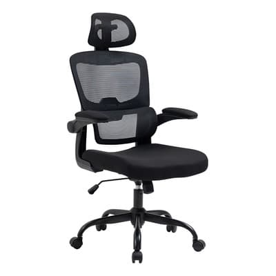 Silla De Oficina Negra Ergonómica - Respaldo Y Reposacabezas Ajustable, Para Hogar, Oficina, Jeogo - Homemake Furniture Negro Malla