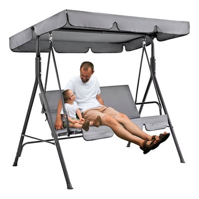 Hamaca Mecedora Banca Silla Columpio Exteriores Color Gris Liso