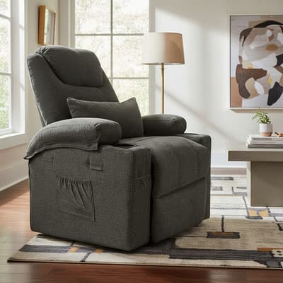 Sillón Masajeador Eléctrico Reclinable y Elevador Living Essentials Gris