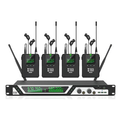 Xtuga Sistema In Ear Monitoreo Estéreo 4 Receptores 2 Canal