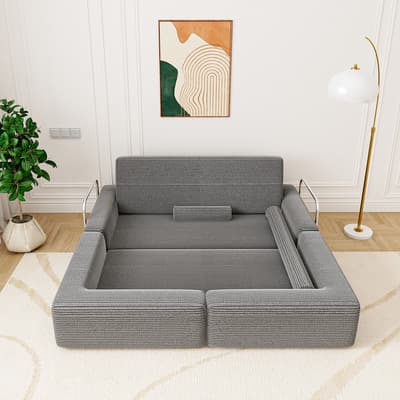 Sofá Cama 2 En 1 Plegable Convertible Moderna 160*180*60cm Gris