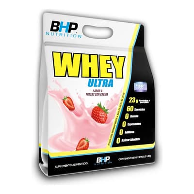 BHP Proteína Whey Suero Leche 2.27kg Sabor Fresas con Crema