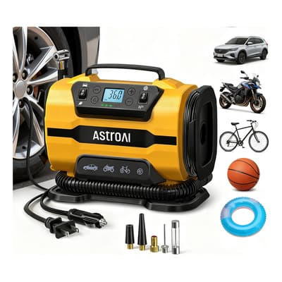 Astroai Compresor De Aire Inflador De Neumáticos Bifásica 160 Psi Bomba De Aire Portátil Cc Ca 12v Cc Y Otros Inflables En Casa 110v Ca Bomba Eléctrica Digital Con Medidor De Presión Dual Power