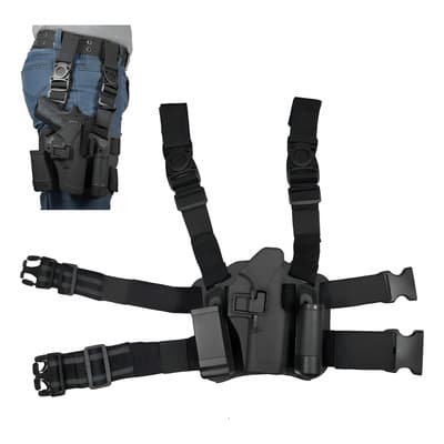 Piernera Tactica Funda Para Glock 17/19 Accesorios 2 Seguros Fivgace Negro