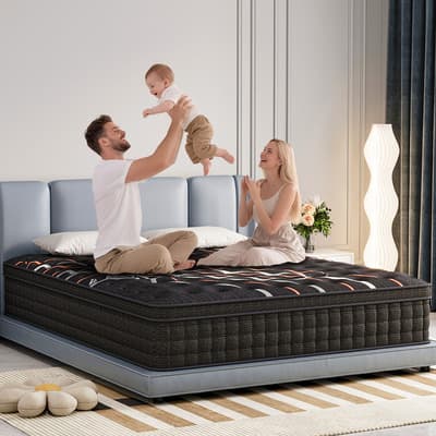 Colchon King Size Colchón Ortopedico Resortes Híbrido Memory Foam Espuma En Caja Ergonomicas Antialérgico Transpirabilidad Antibacteriana Antiácaros 200*190*25cm