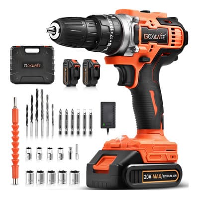 Goxawee® 2 Batería 2000mah 20v Eléctrico Taladros Rotomartillo Inalámbricos Electroneumático Perforación Destornillador Atornillador Con Luz Led