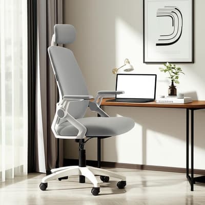 Silla de escritorio Boen YT-588 ergonómica gris y blanca con tapizado de malla - $1,345.00 en Mercado Libre | PrecioMX