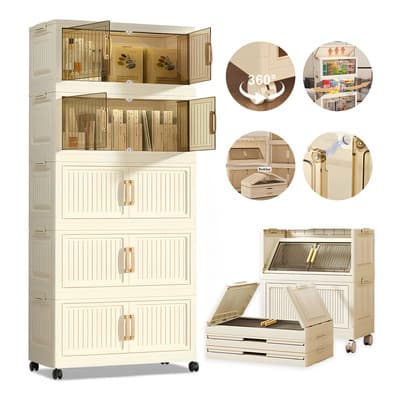 Closet Para Ropa Plegable 5pisos Con Rueda De 360° Portatil 135*57*27interruptor Magnéticoadecuado Para Guardar Ropa, Ropa De Cama Y Artículos Diversos.