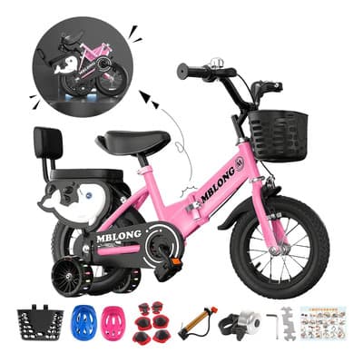 bicicleta plegable Infantil Deportiva bicicletas niño R16 Con Ruedas Auxiliares,16 Pulgadas Bicicleta Urbana Infantil,con Equipo De Seguridad,casco,Par de rodilleras,Rosa
