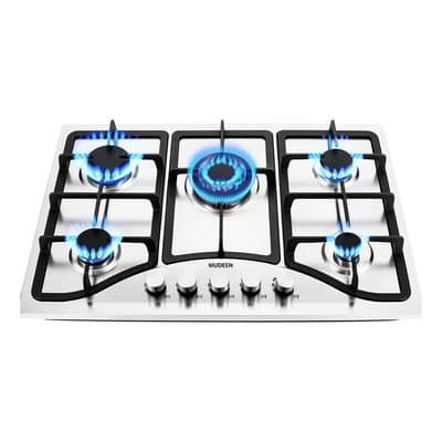 Parrillas Gas Empotrable Xiudeen Estufa De Gas De Sobremesa De Doble Propósito 5 Quemadores De Gas Acero Inoxidable