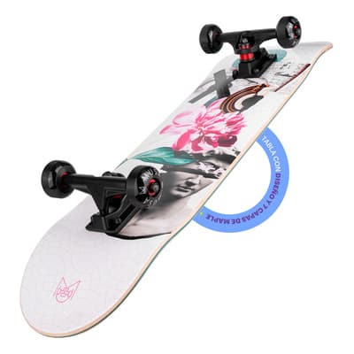 Patineta Profesional Completa Musa Skate Solo Pam 8 Collage Ruedas Negro Rulemanes Rojo