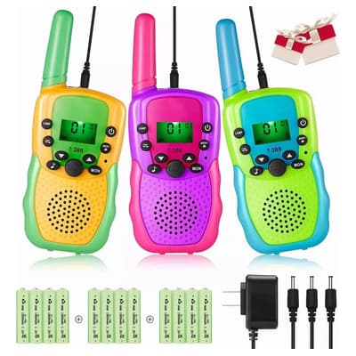 Bluedreamer 3 Pcs Walkie Talkie Ninos Recargable Con Linterna Y 22 Canales + Cargador Y 12 Bateria - $296.00 en Mercado Libre | PrecioMX